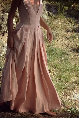 Mina Linen Dress in Blush