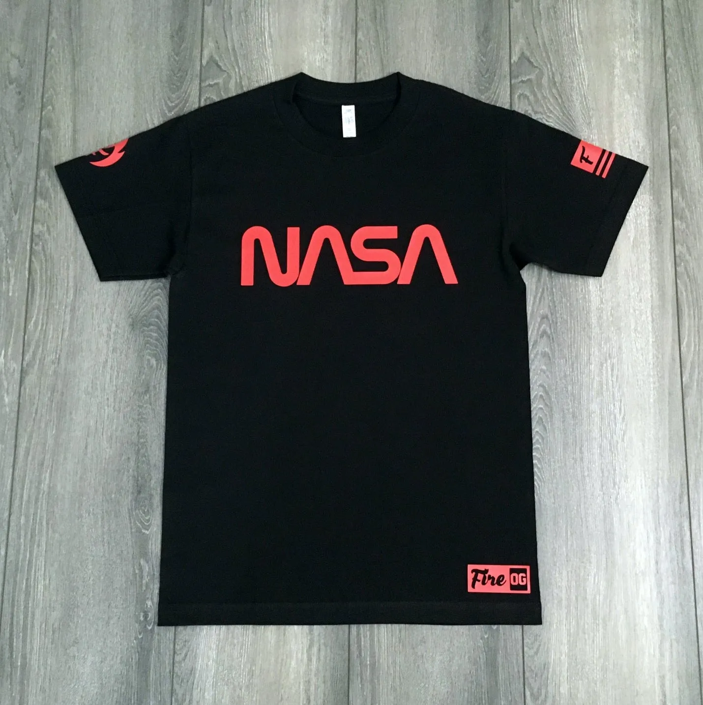 NASA Red Logo Black T-Shirt To Match Air Jordan 13 Bred Men's Sneaker Matching Tees