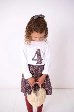 Number White T-Shirt in Capel Floret Liberty Print