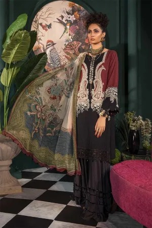 Pakistani designer linen outfit digitally printed in black color # P2353