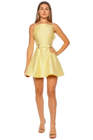 Pennar Lemon Sorbet Belted Mini Dress