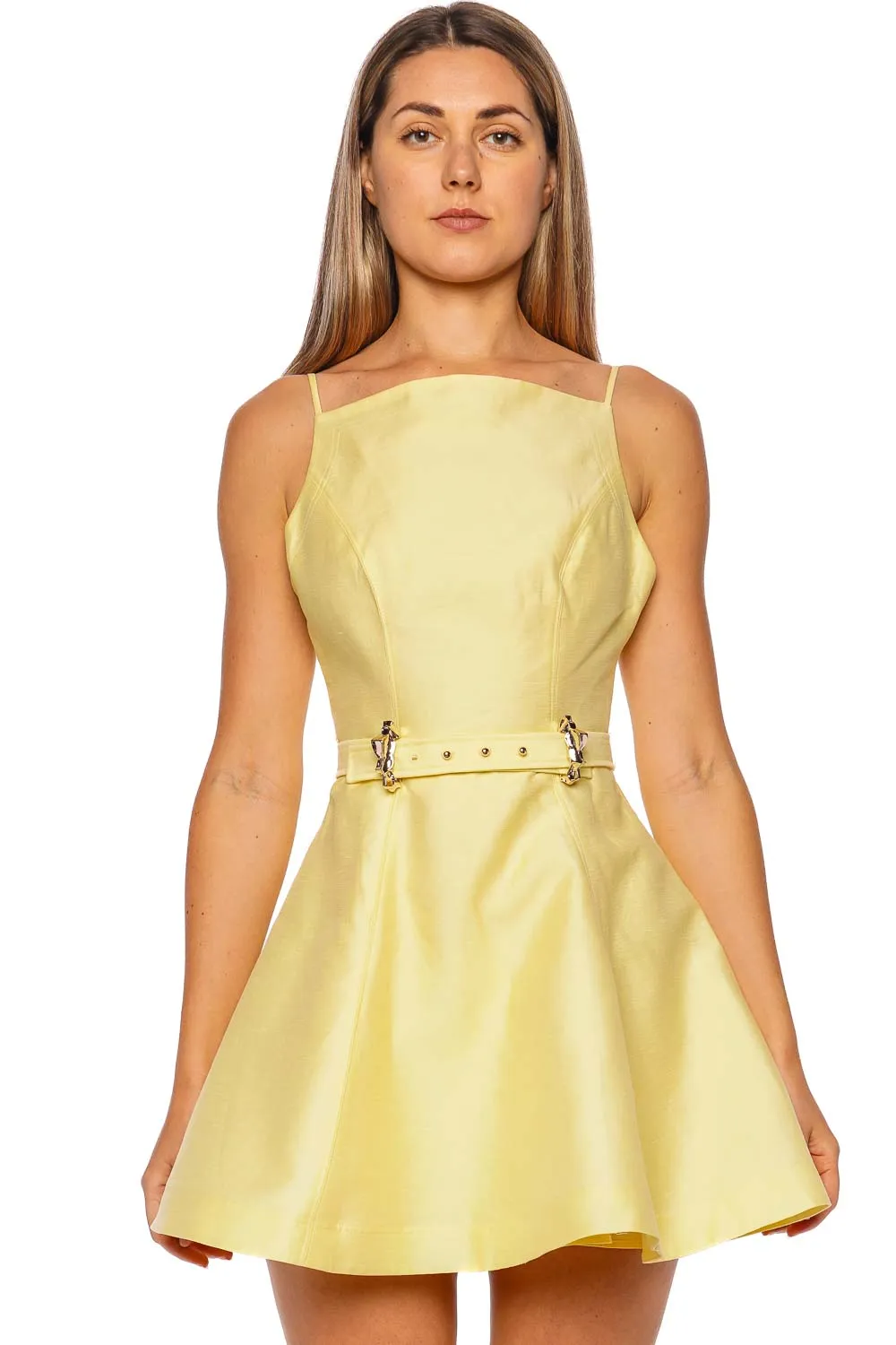 Pennar Lemon Sorbet Belted Mini Dress
