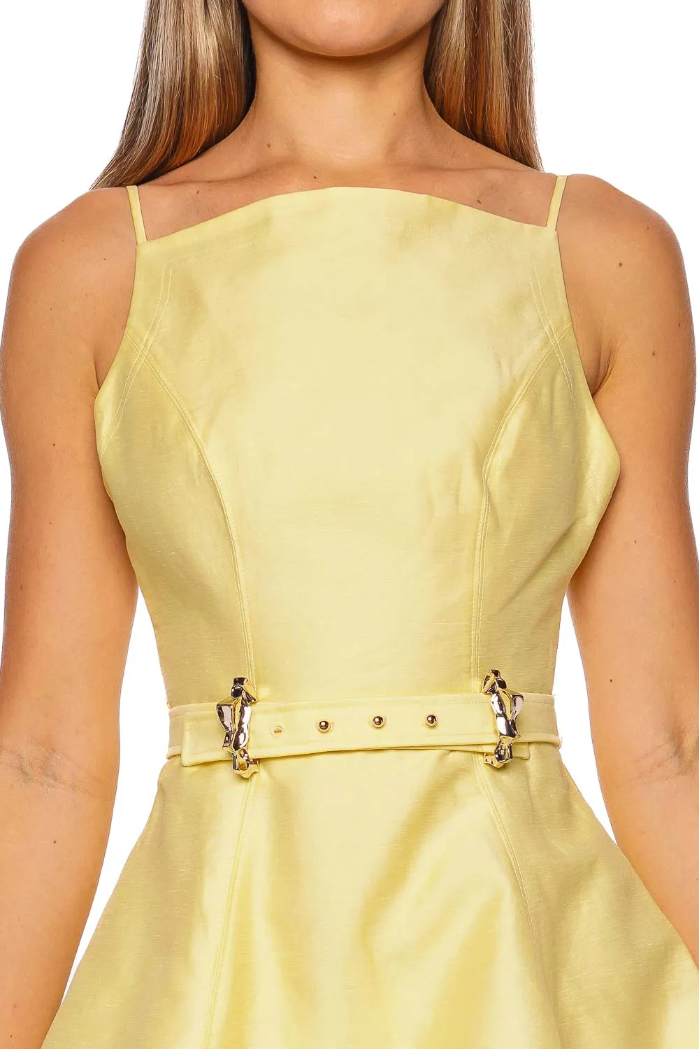 Pennar Lemon Sorbet Belted Mini Dress