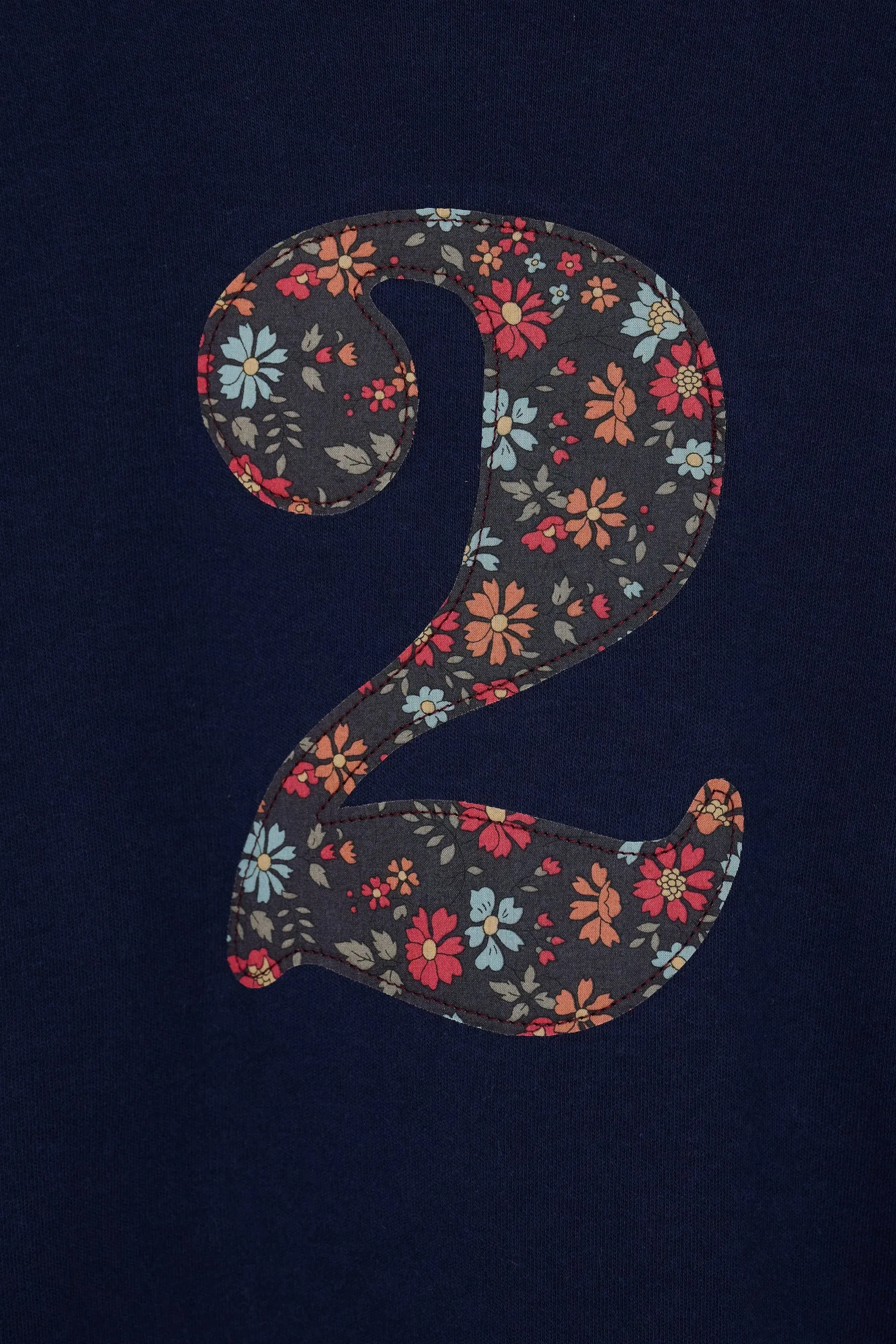 Personalised or Age Navy T-Shirt in Capel Floret Liberty Print