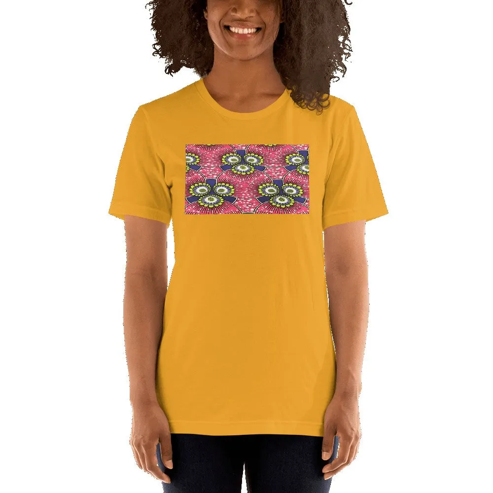 Pink Flower African Print Color Short-Sleeve Unisex T-Shirt