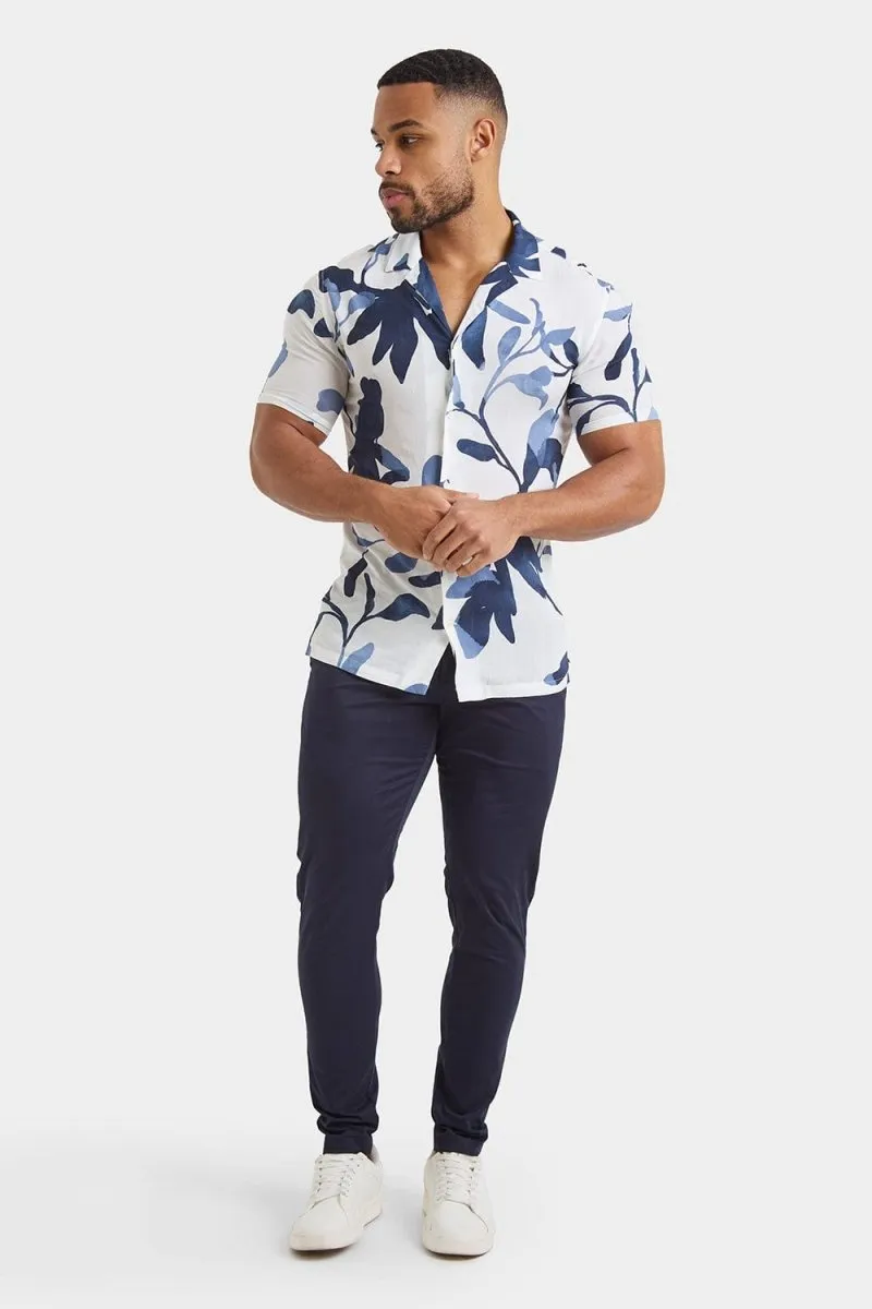 Printed Shirt in White Ink Floral