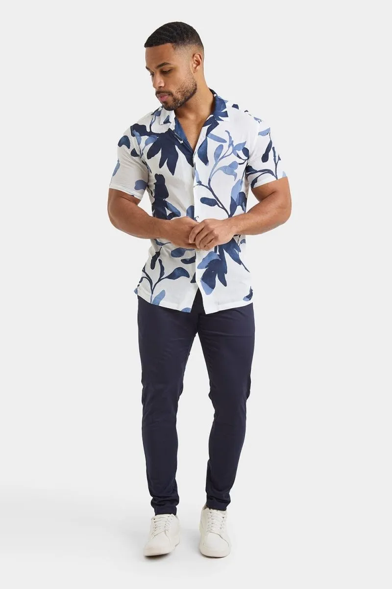 Printed Shirt in White Ink Floral