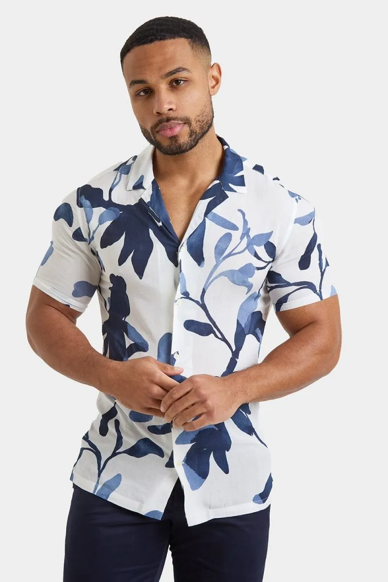 Printed Shirt in White Ink Floral