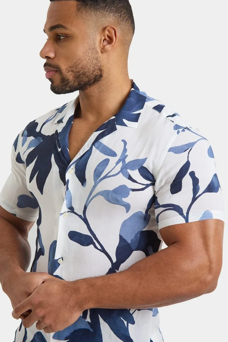 Printed Shirt in White Ink Floral