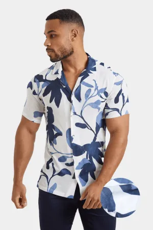 Printed Shirt in White Ink Floral