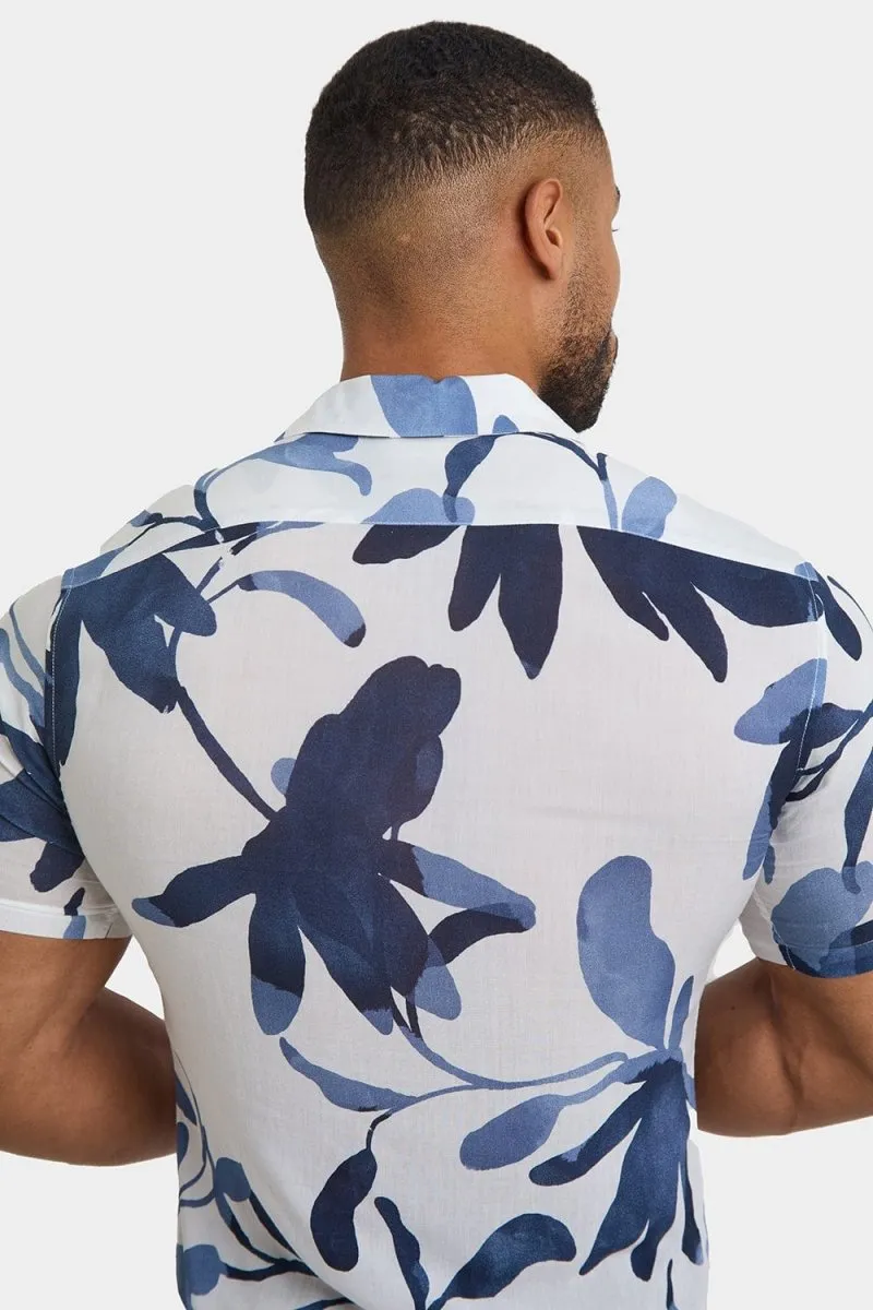 Printed Shirt in White Ink Floral