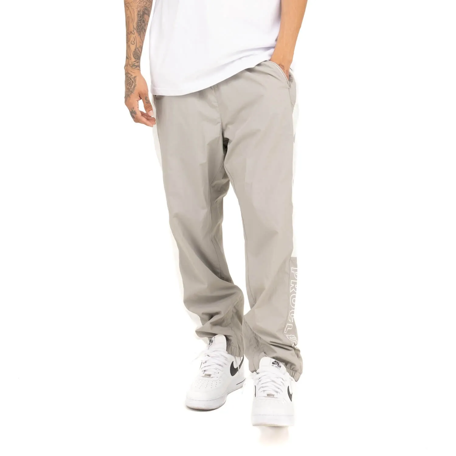 Pro Club Full Court Windbreaker Pants - Gray/White