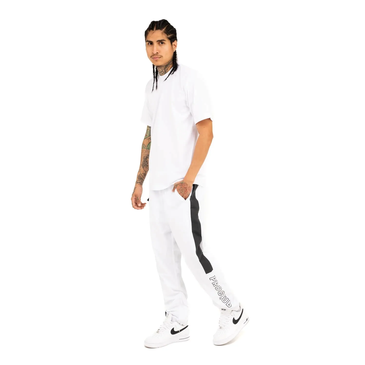 Pro Club Full Court Windbreaker Pants - White/Black