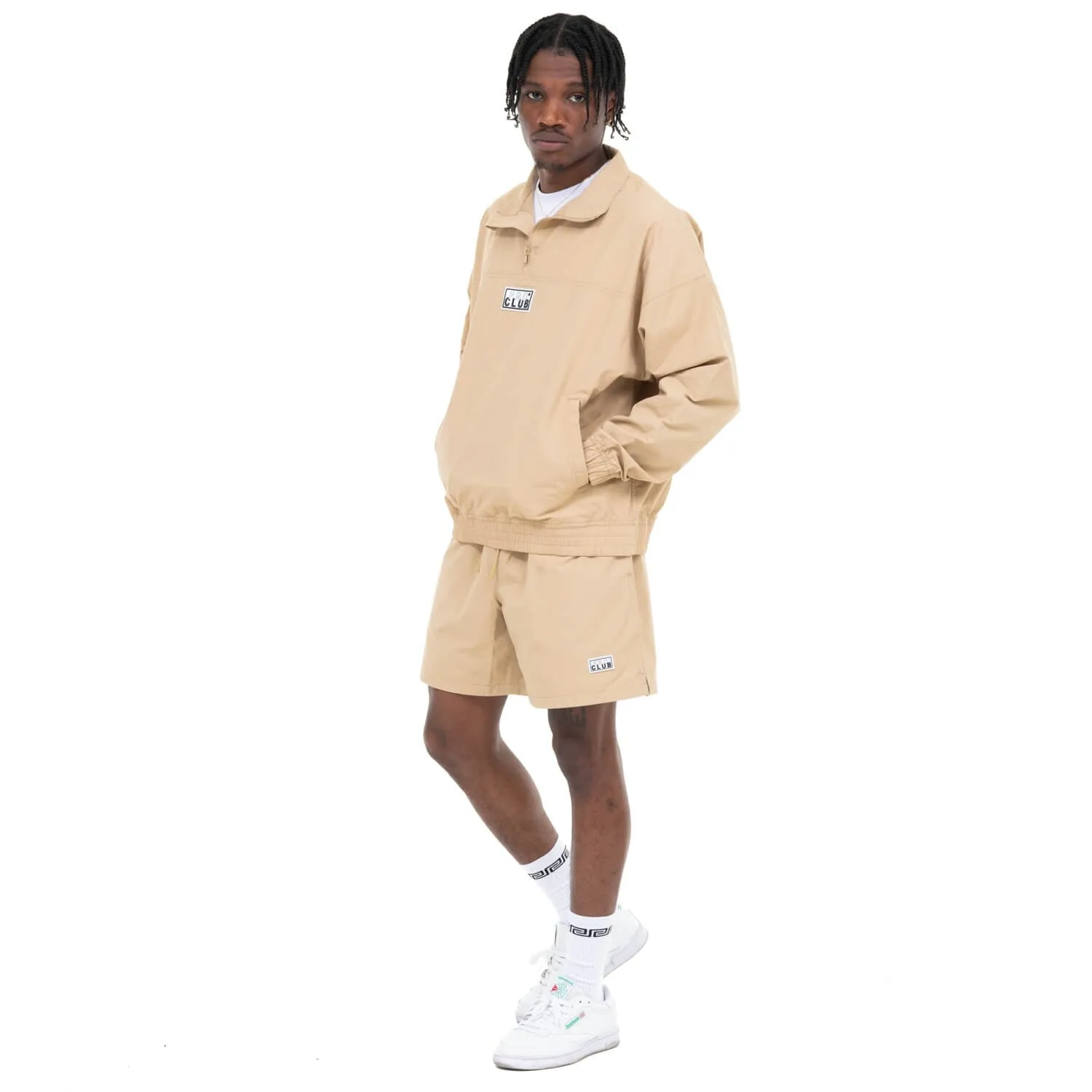 Pro Club Men's Comfort Cotton/Nylon Half Zip Track Jacket - KHAKI