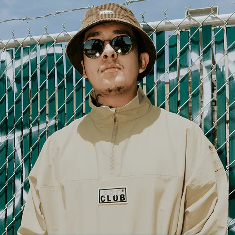 Pro Club Men's Comfort Cotton/Nylon Half Zip Track Jacket - KHAKI