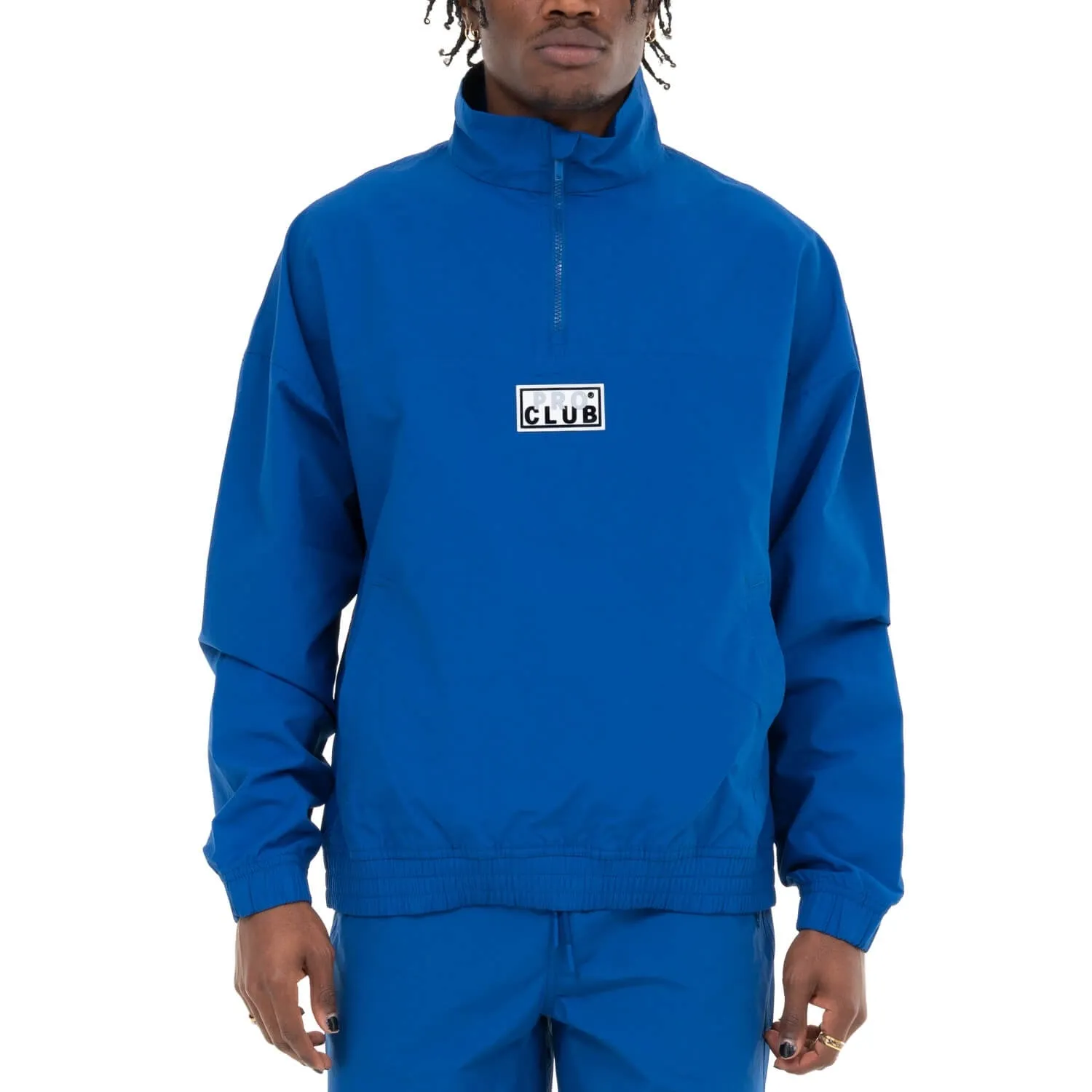 Pro Club Men's Comfort Cotton/Nylon Half Zip Track Jacket - ROYAL