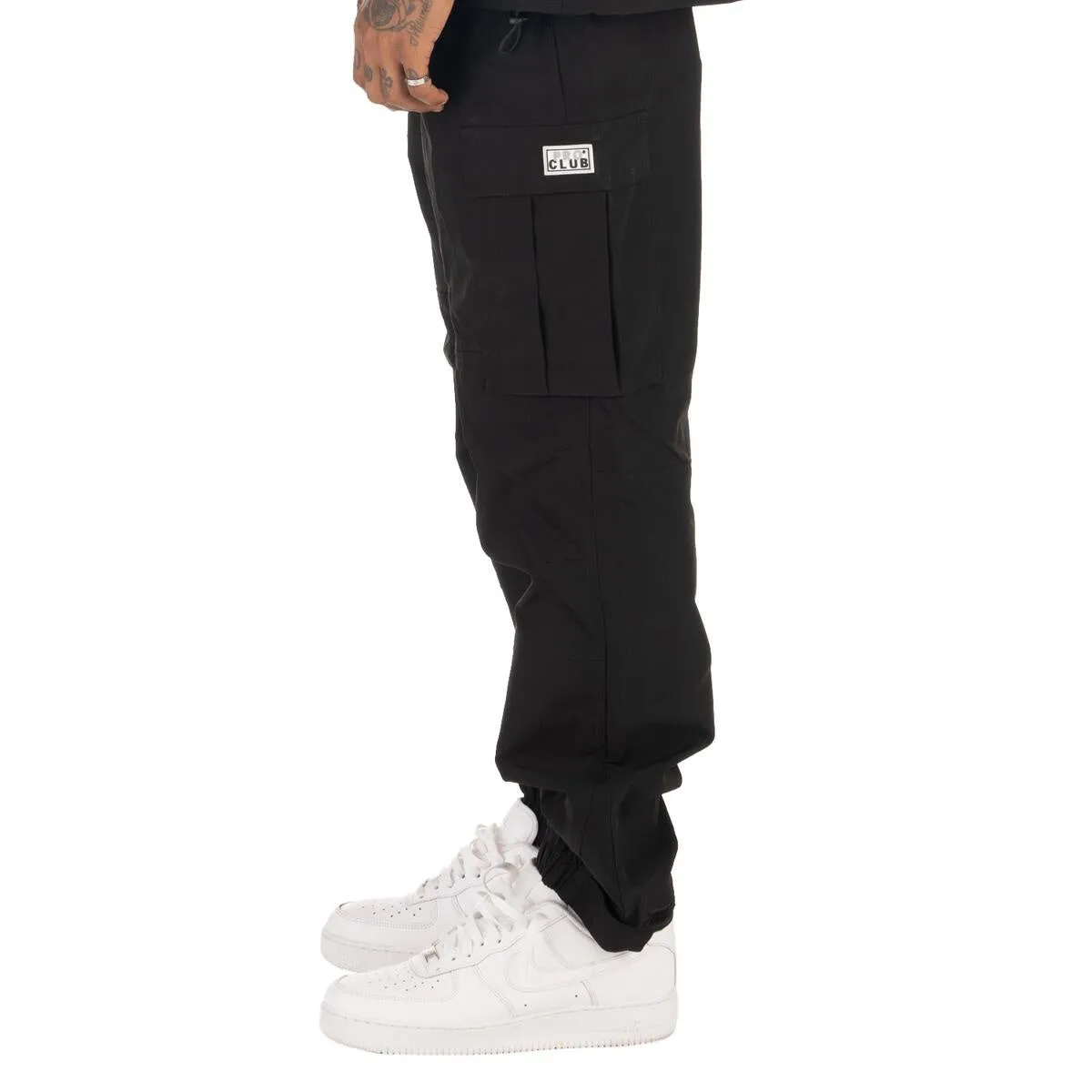 Pro Club Nylon Ripstop Cargo Track Pants - Black