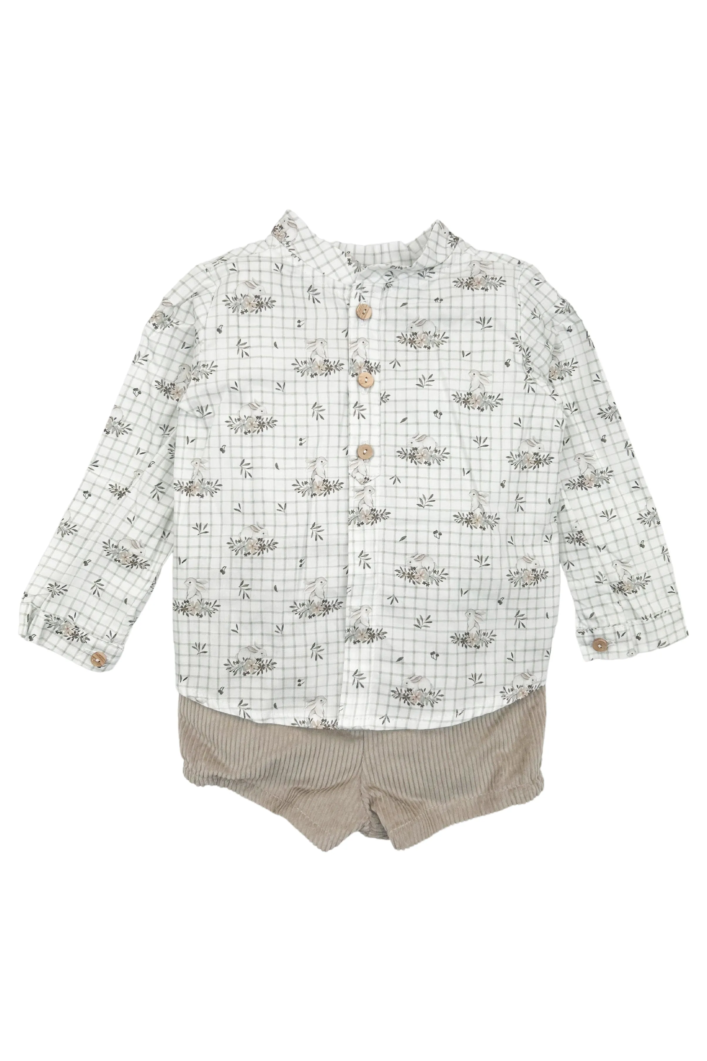 "Aspen" Sage Green Bunny Hoodie, Shirt & Shorts