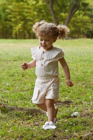 "Beatrice" Peach Bunny Blouse & Shorts