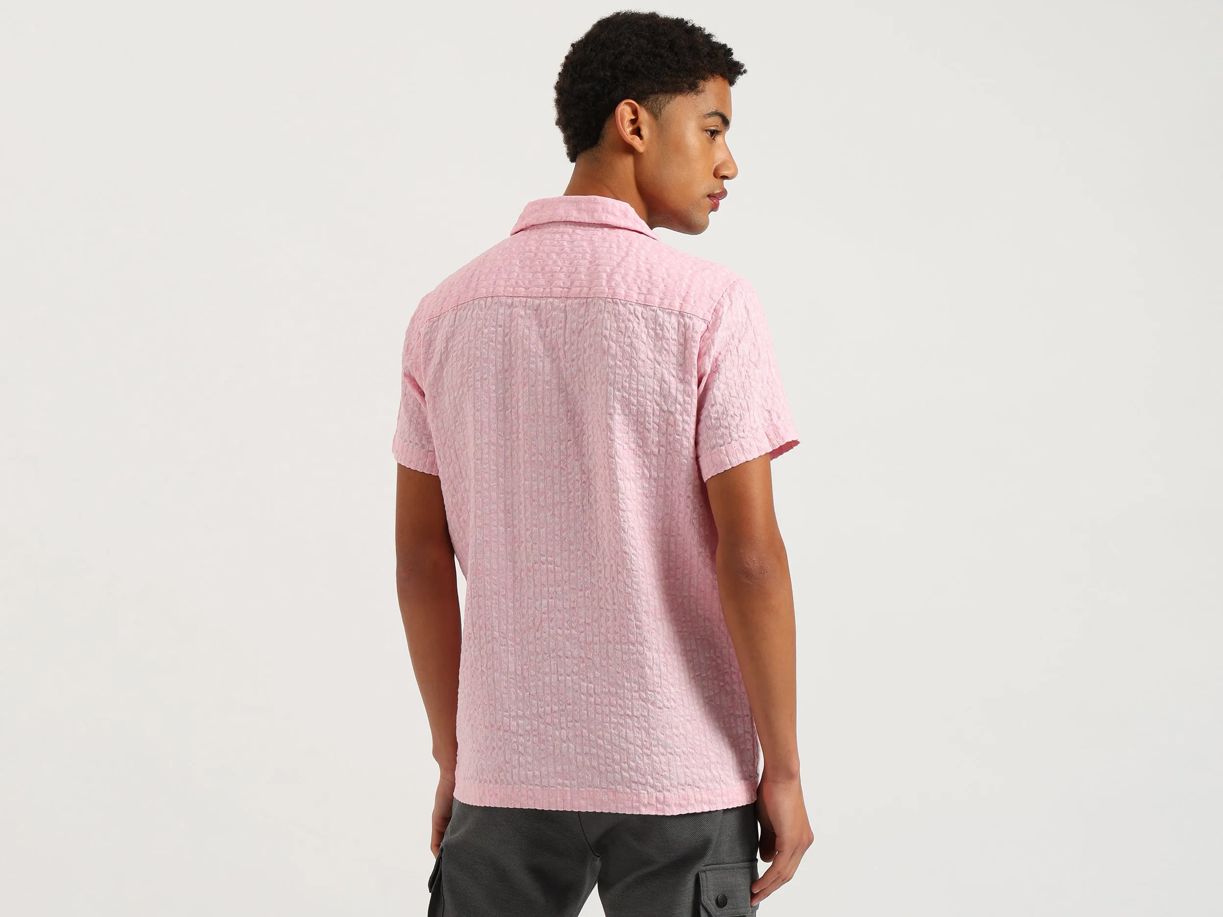 Relaxed Fit Resort Collar Textured Shirt