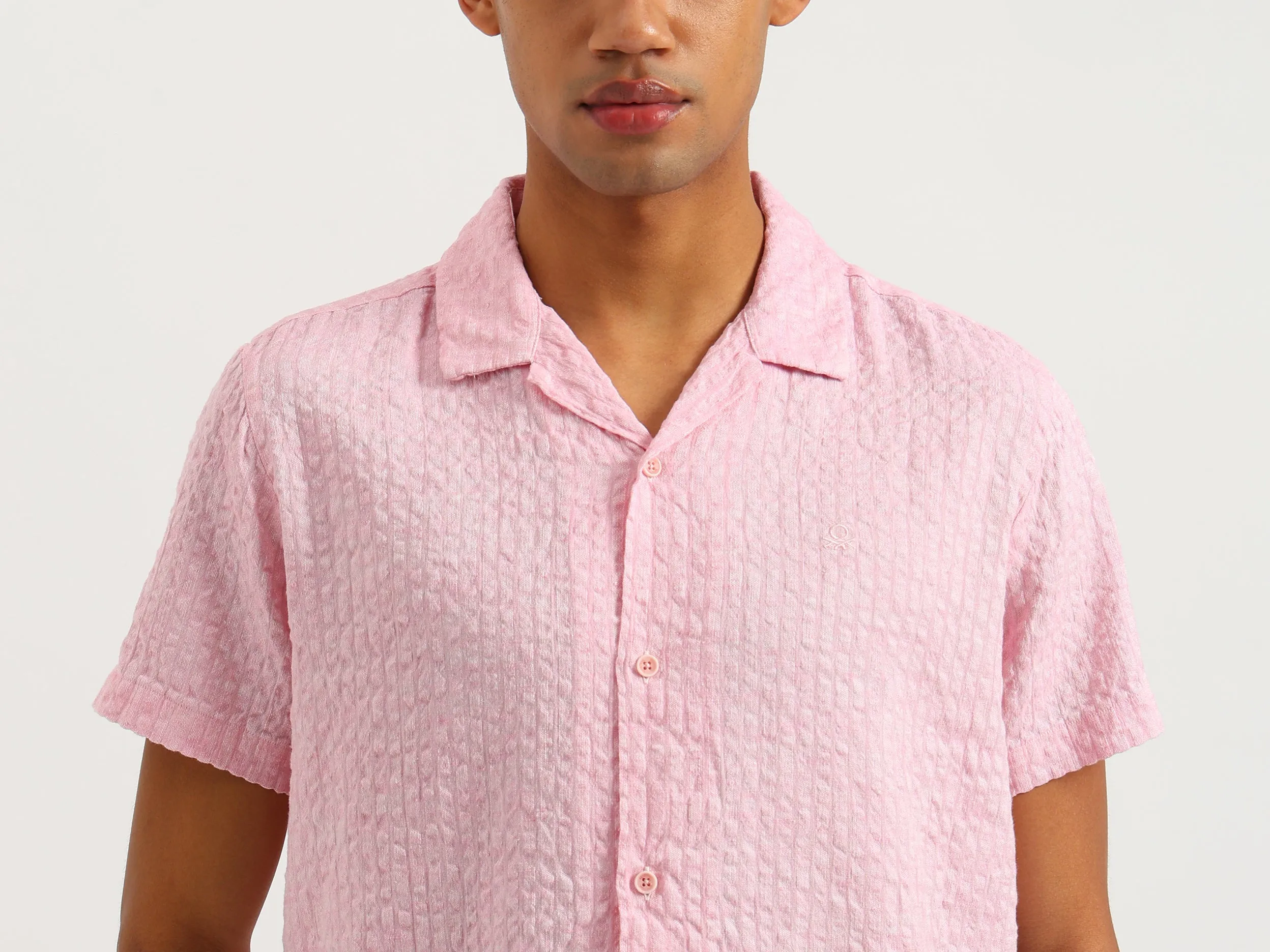Relaxed Fit Resort Collar Textured Shirt