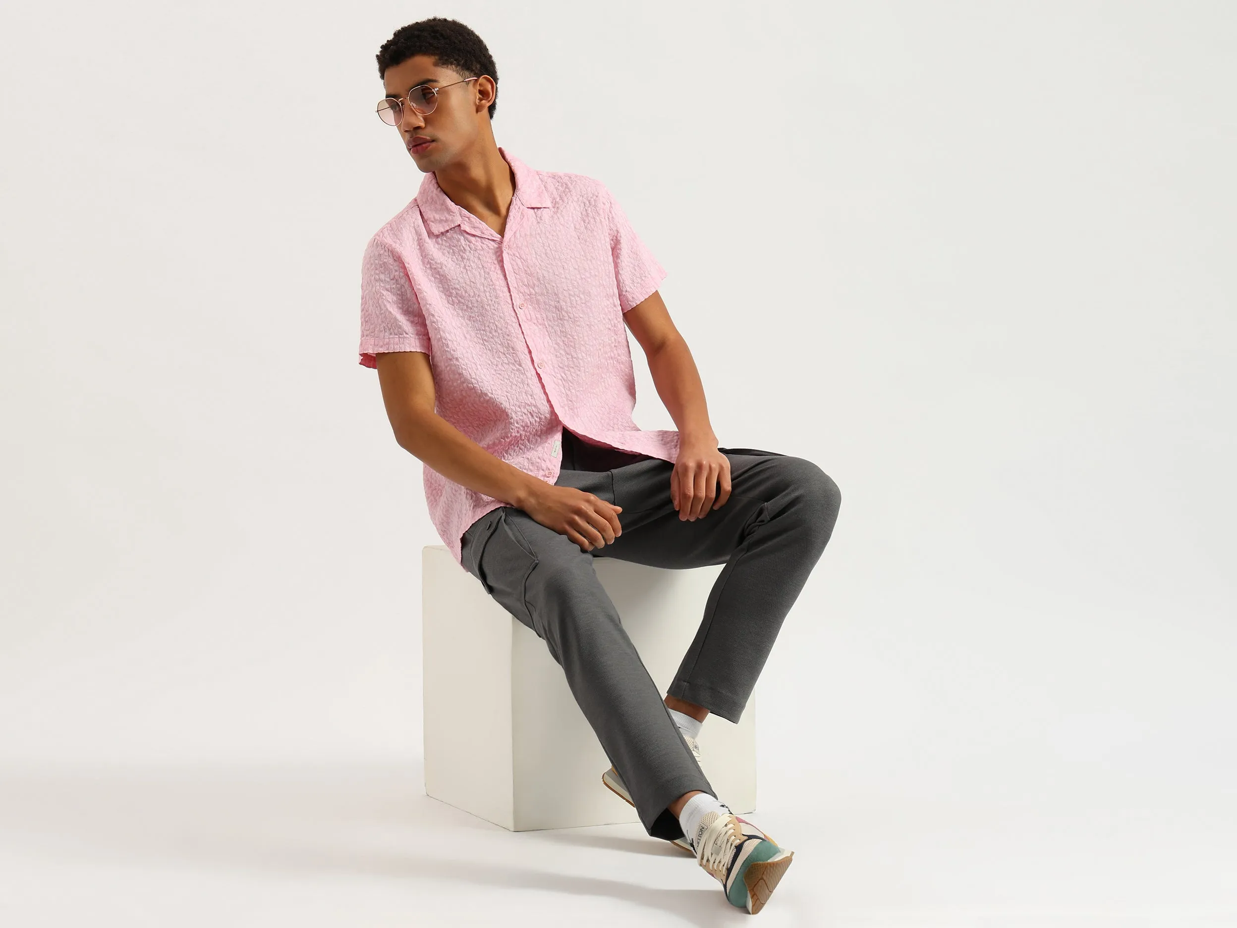 Relaxed Fit Resort Collar Textured Shirt