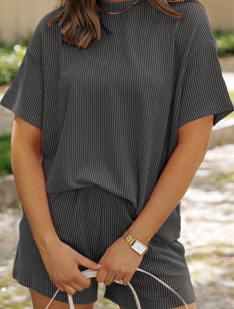Ribbed Loose Fit Tee and Shorts Set