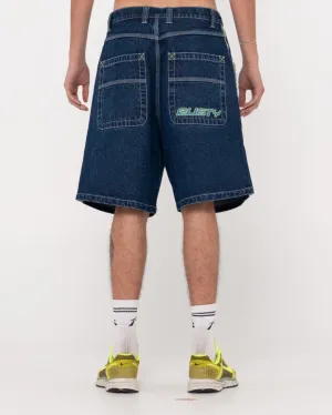 Rusty Flip Daddy 2.0 Jean Short - Deep Sea Blue/Lime