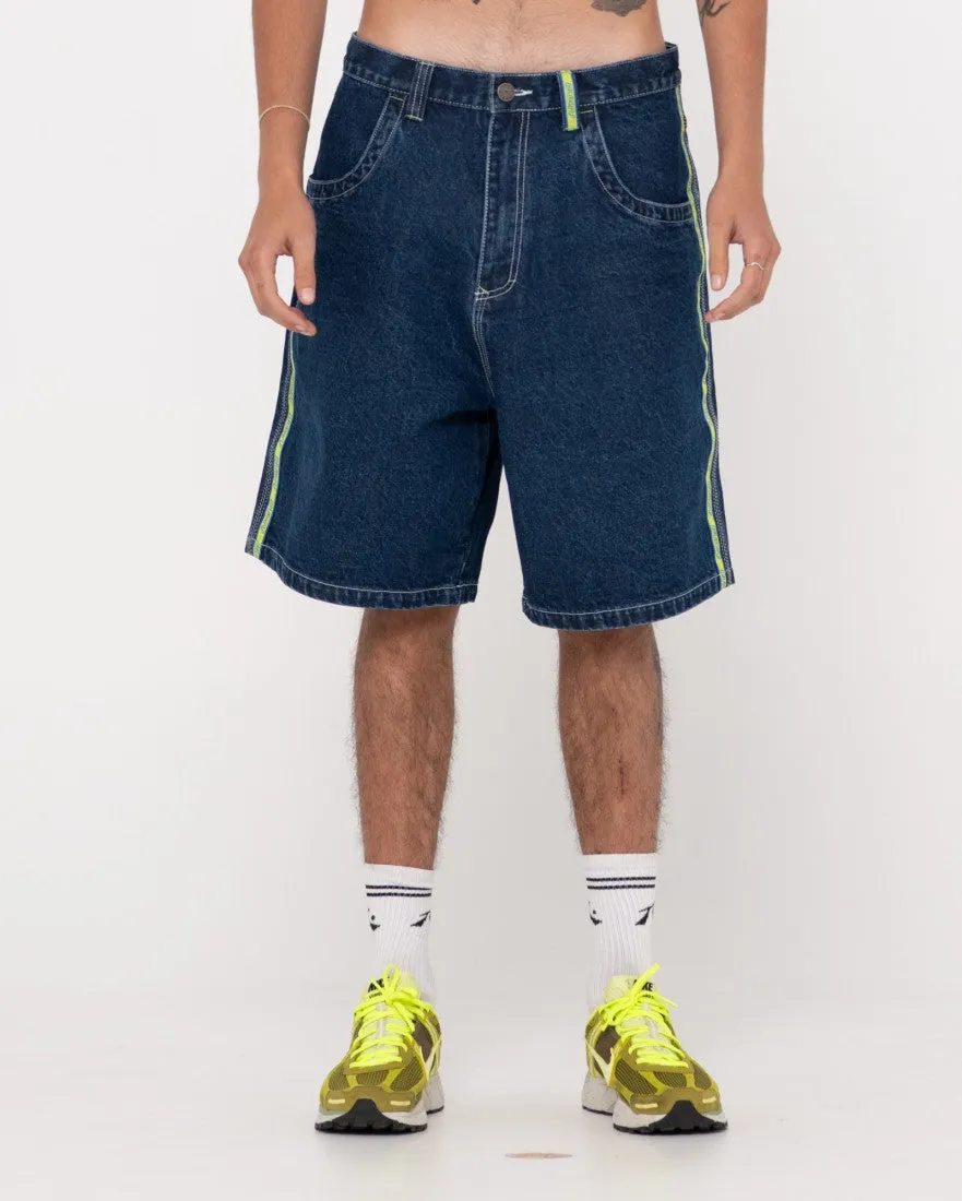 Rusty Flip Daddy 2.0 Jean Short - Deep Sea Blue/Lime