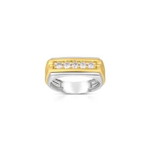 Sabel Collection Mixed Metals Channel Set Diamond Men's Ring