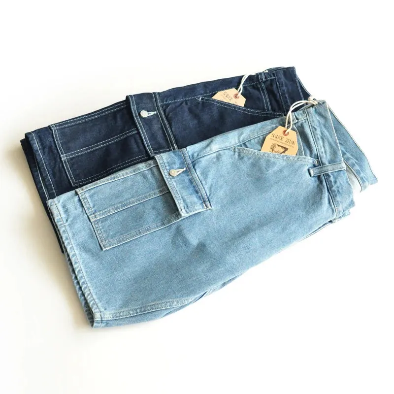 SauceZhan Selvedge Jeans Denim Jeans  overalls Jeans Summer men's shorts men jeans pants  men jeans Slim Fit Jeans Shorts 12.5OZ
