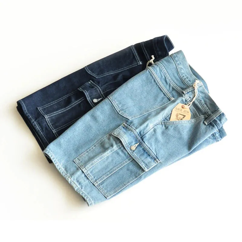 SauceZhan Selvedge Jeans Denim Jeans  overalls Jeans Summer men's shorts men jeans pants  men jeans Slim Fit Jeans Shorts 12.5OZ