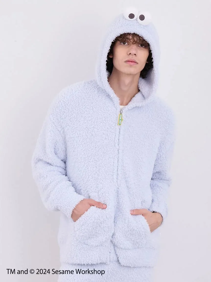 【SESAME STREET】 MEN's Cookie Monster Hoodie and Shorts Loungewear Set