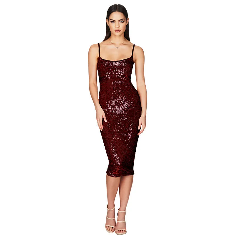 Sexy Backless Sequined Summer Party Dresses
