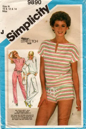 Simplicity 9890 Womens Stretch Terry Velour Tracksuit & Sports Shorts 1980s Vintage Sewing Pattern Size 10, 12