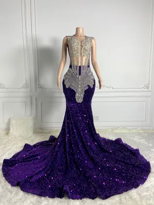 Sleek Silver Sequined Maxi Gown