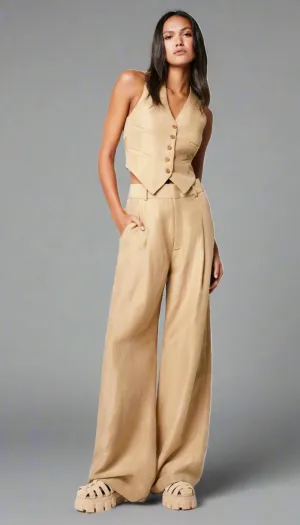 SMYTHE PLEATED TROUSER-Khaki