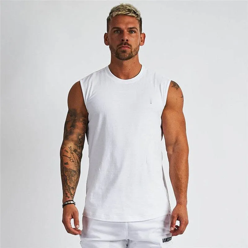 Solid Color Cotton Men's Undershirt Casual Sleeveless Men's Tops