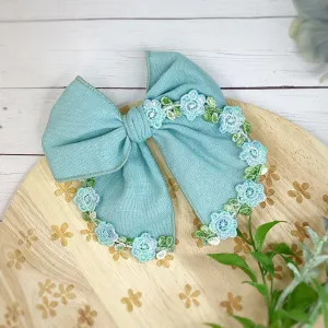 Spring Floral Linen Trimmed Matilee Bows