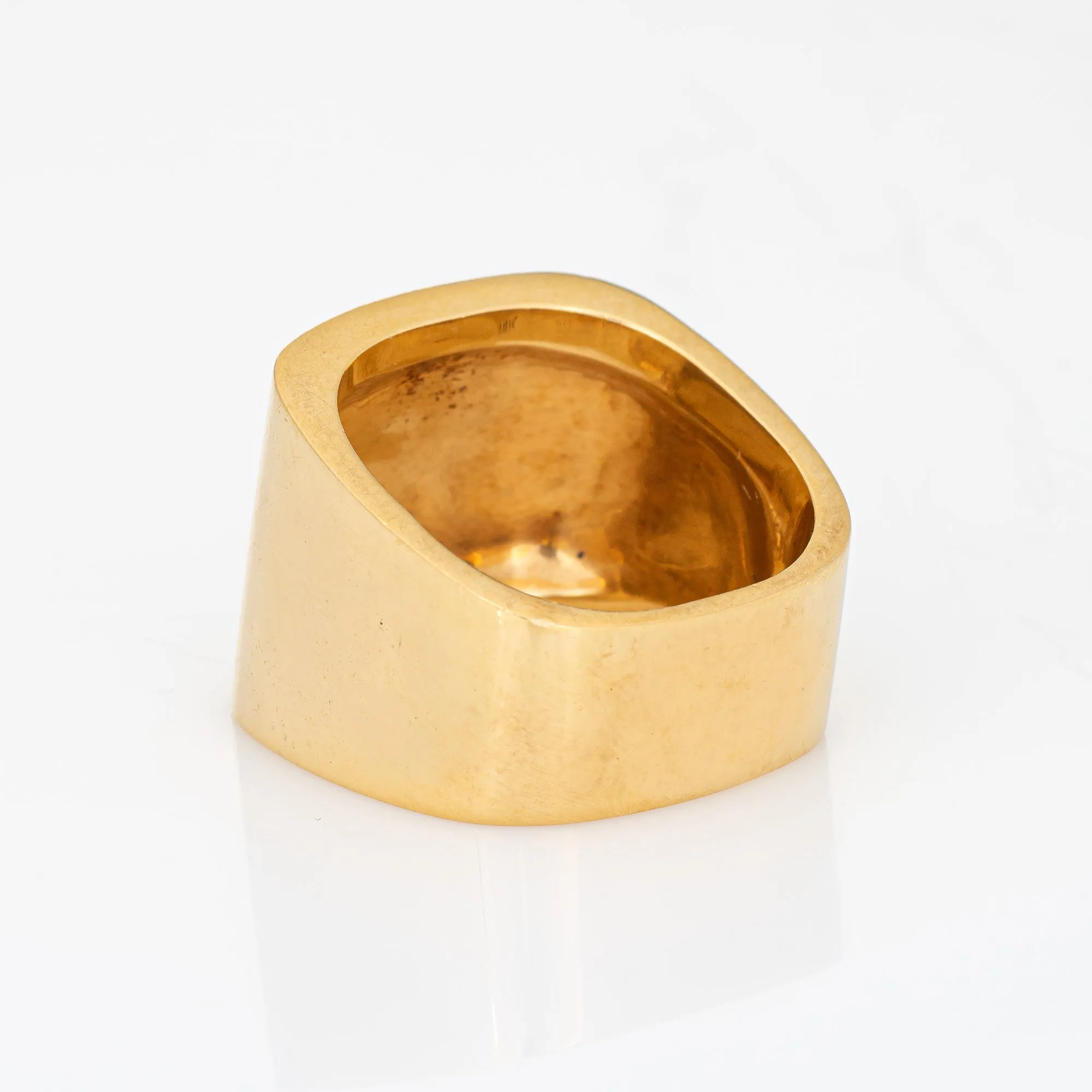 Square Signet Ring Wide Band Cuff 19.5 Grams 18k Gold Sz 8.5 Vintage 80s Jewelry
