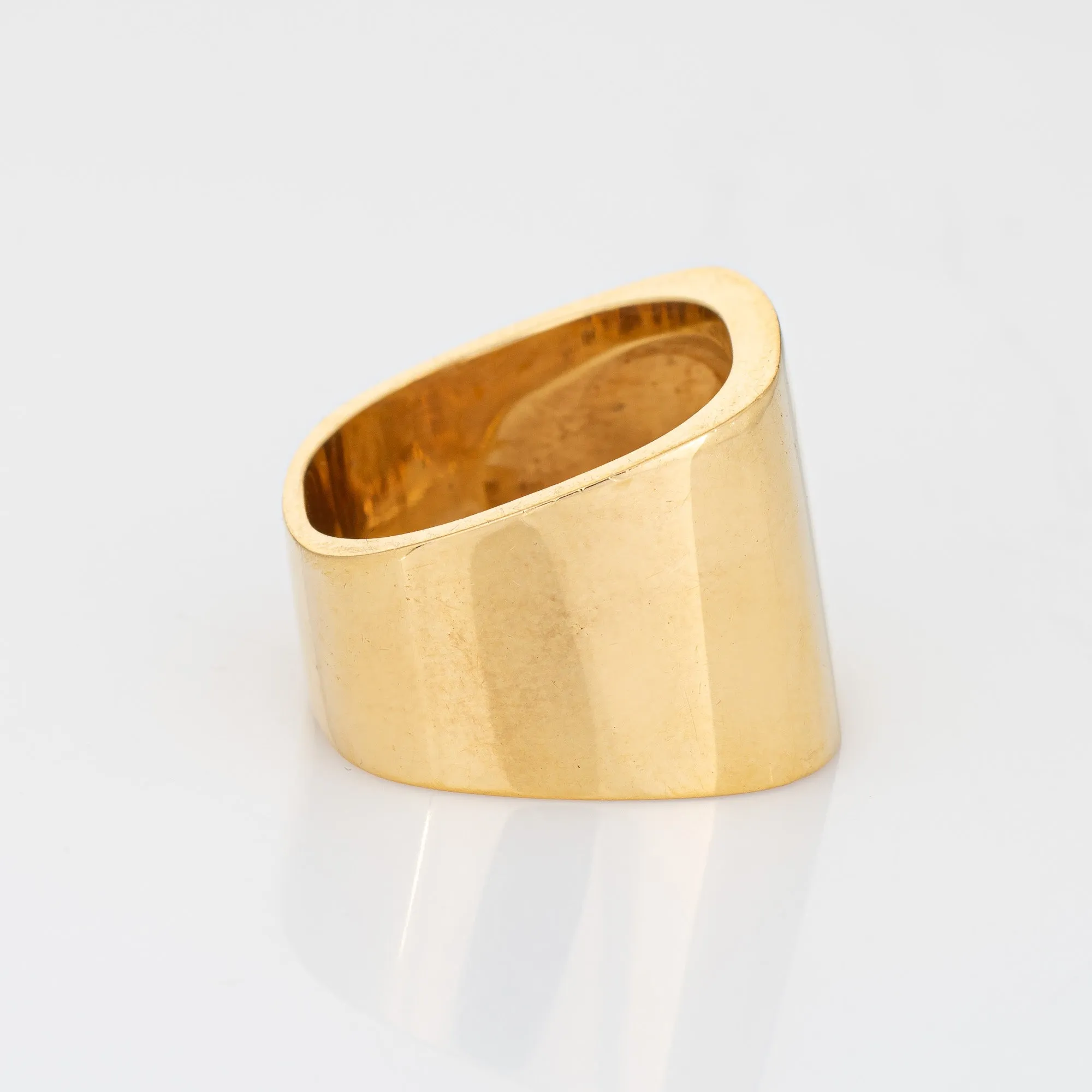 Square Signet Ring Wide Band Cuff 19.5 Grams 18k Gold Sz 8.5 Vintage 80s Jewelry