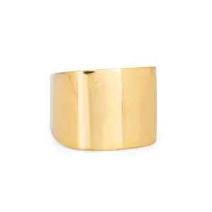 Square Signet Ring Wide Band Cuff 19.5 Grams 18k Gold Sz 8.5 Vintage 80s Jewelry