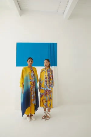 Studio Rigu Baskov Aphrodite Kimono Kurta  Trousers Gathers On Neckline/ Metallic Zipper On Back Vegan Silk Arcadia Collection