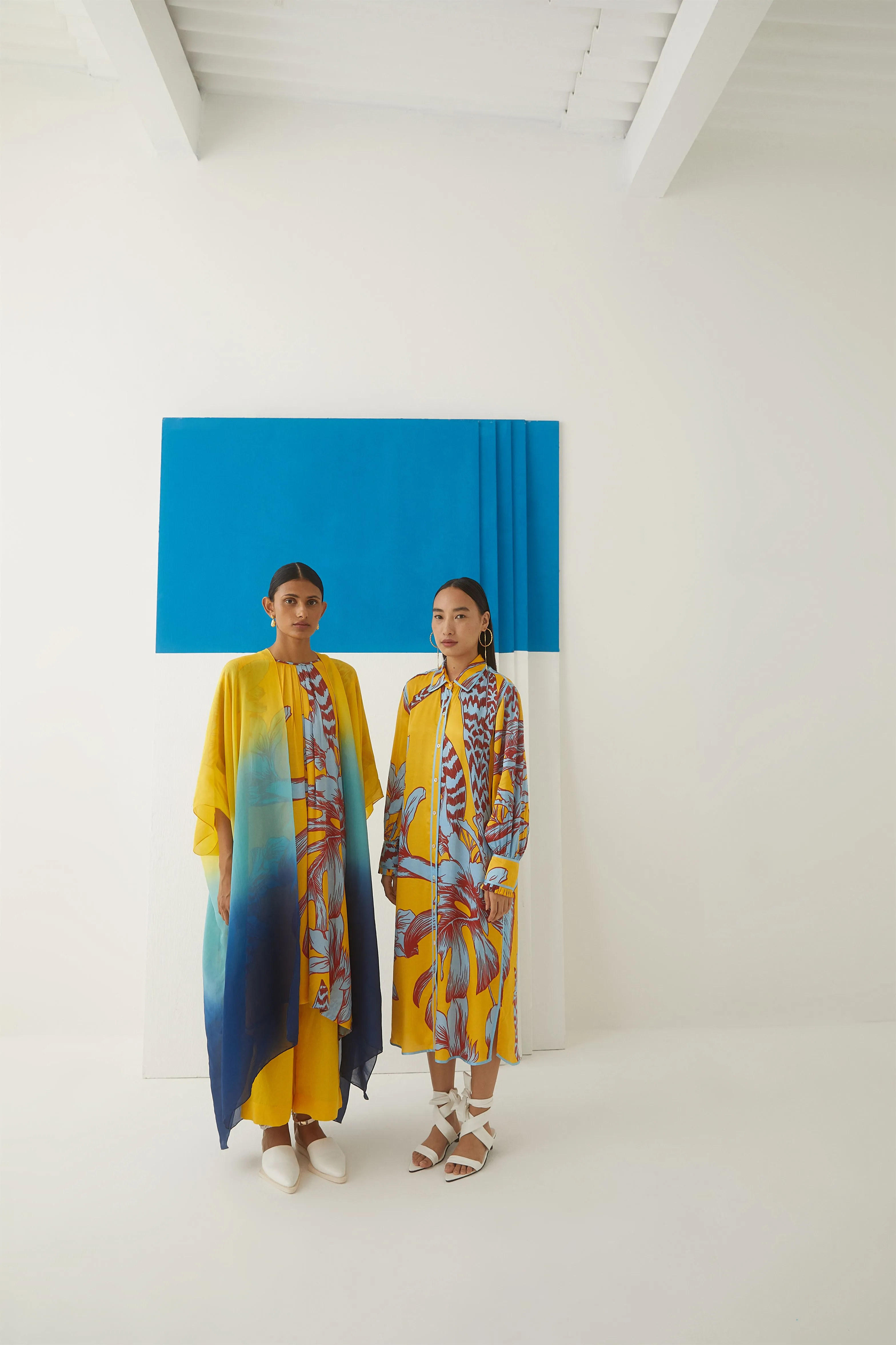Studio Rigu Baskov Aphrodite Kimono Kurta  Trousers Gathers On Neckline/ Metallic Zipper On Back Vegan Silk Arcadia Collection