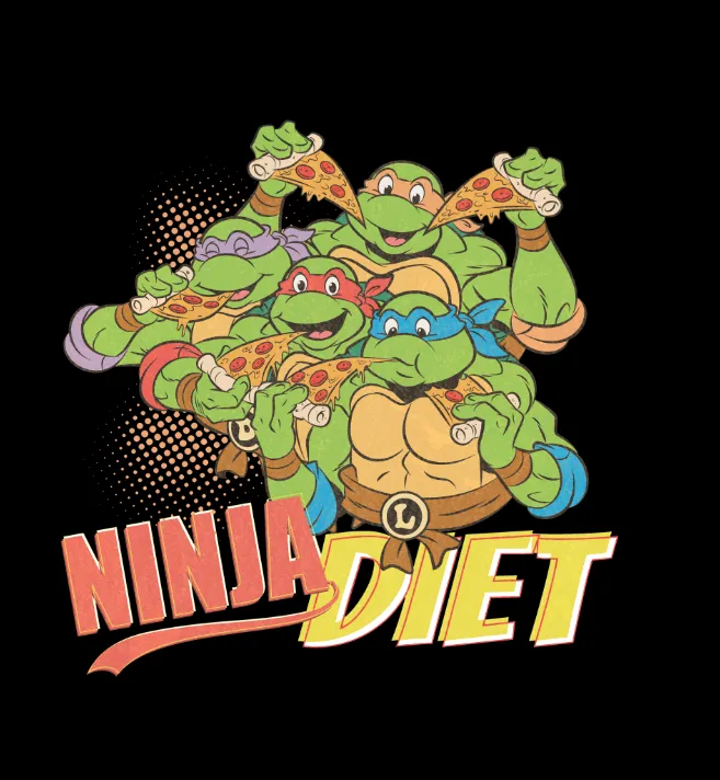 TMNT Group Ninja Diet Official Men's T-Shirt (Black)