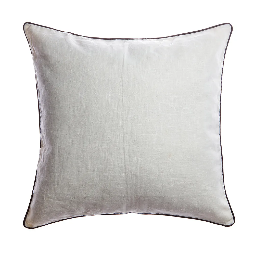 Trim Black Linen Square Pillow