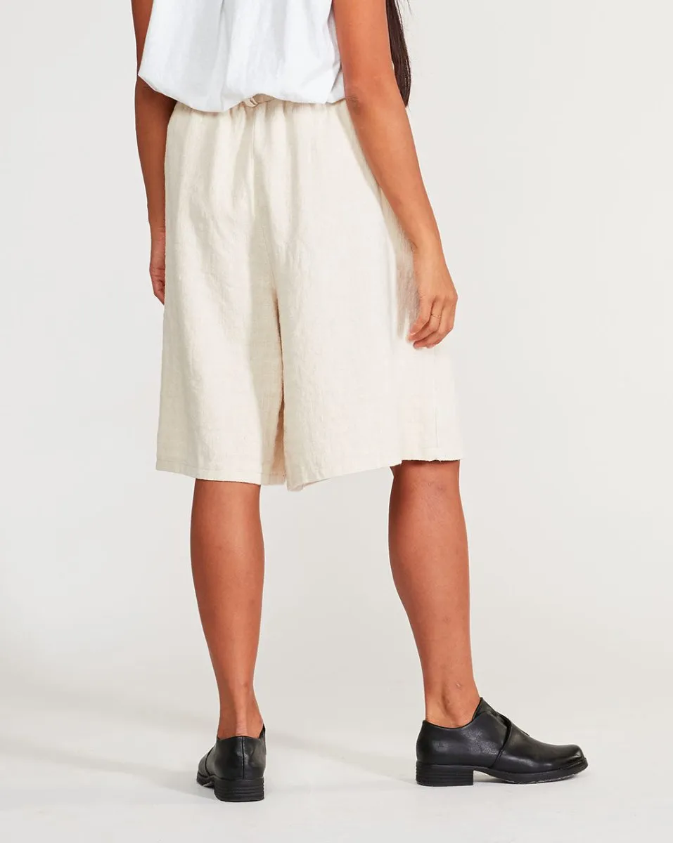 Upcylced Cotton Elastic Waist Pleated Short