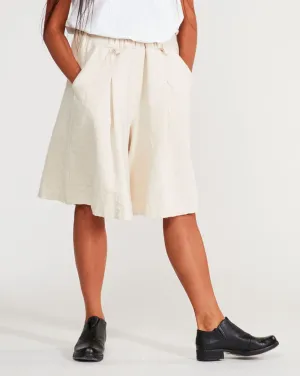 Upcylced Cotton Elastic Waist Pleated Short
