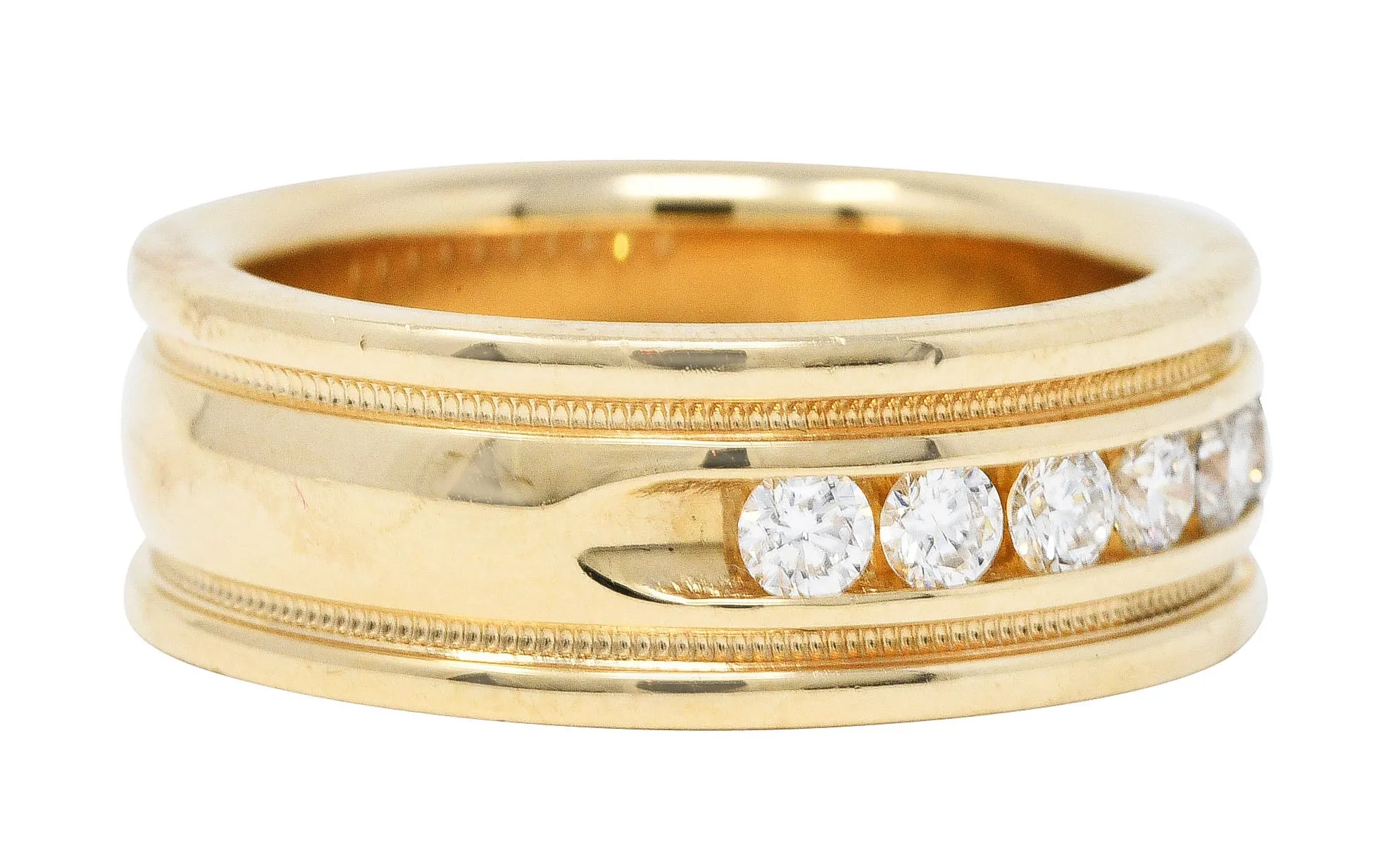 Vintage 1.25 CTW Diamond 14 Karat Gold Men's Wedding Band Ring