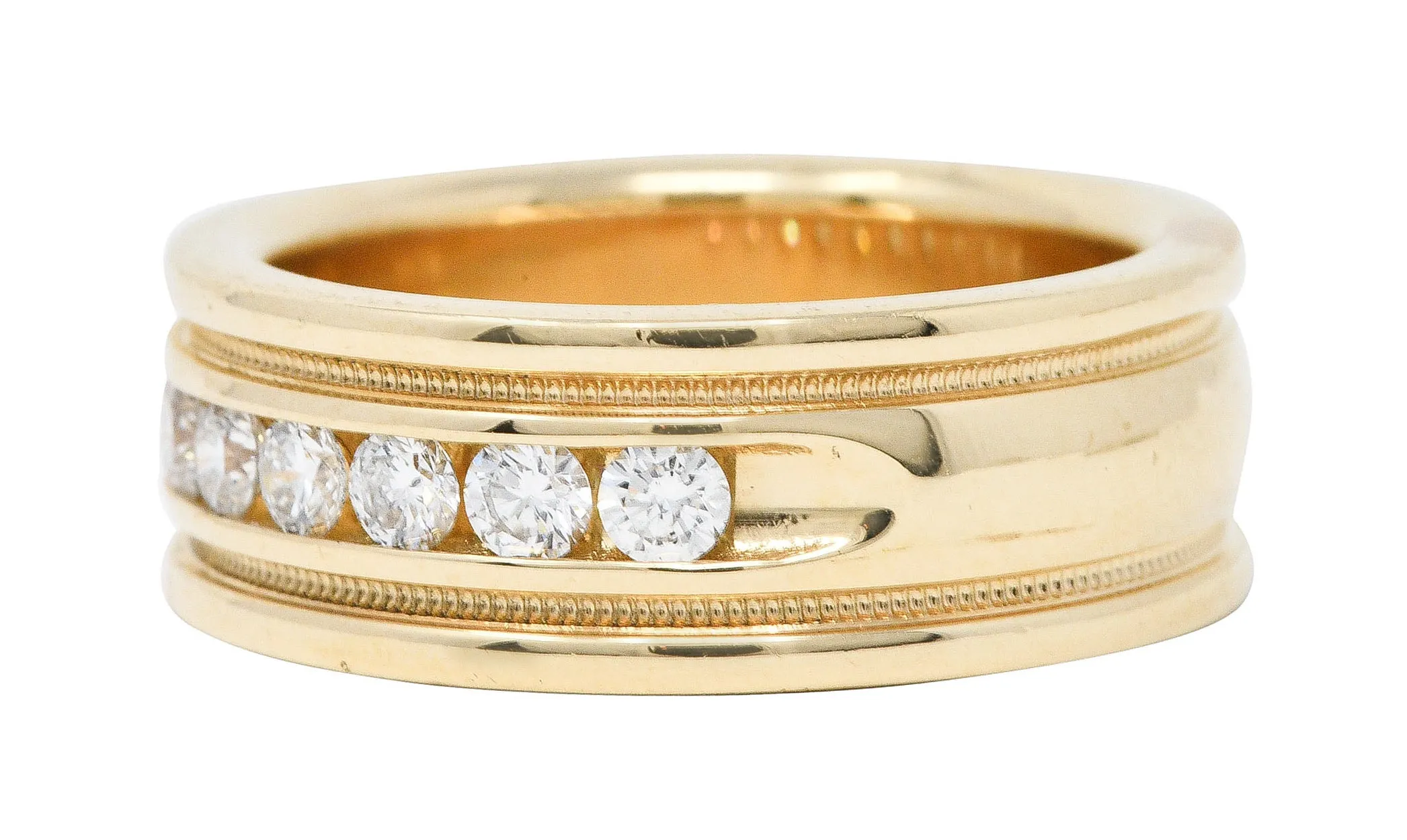 Vintage 1.25 CTW Diamond 14 Karat Gold Men's Wedding Band Ring